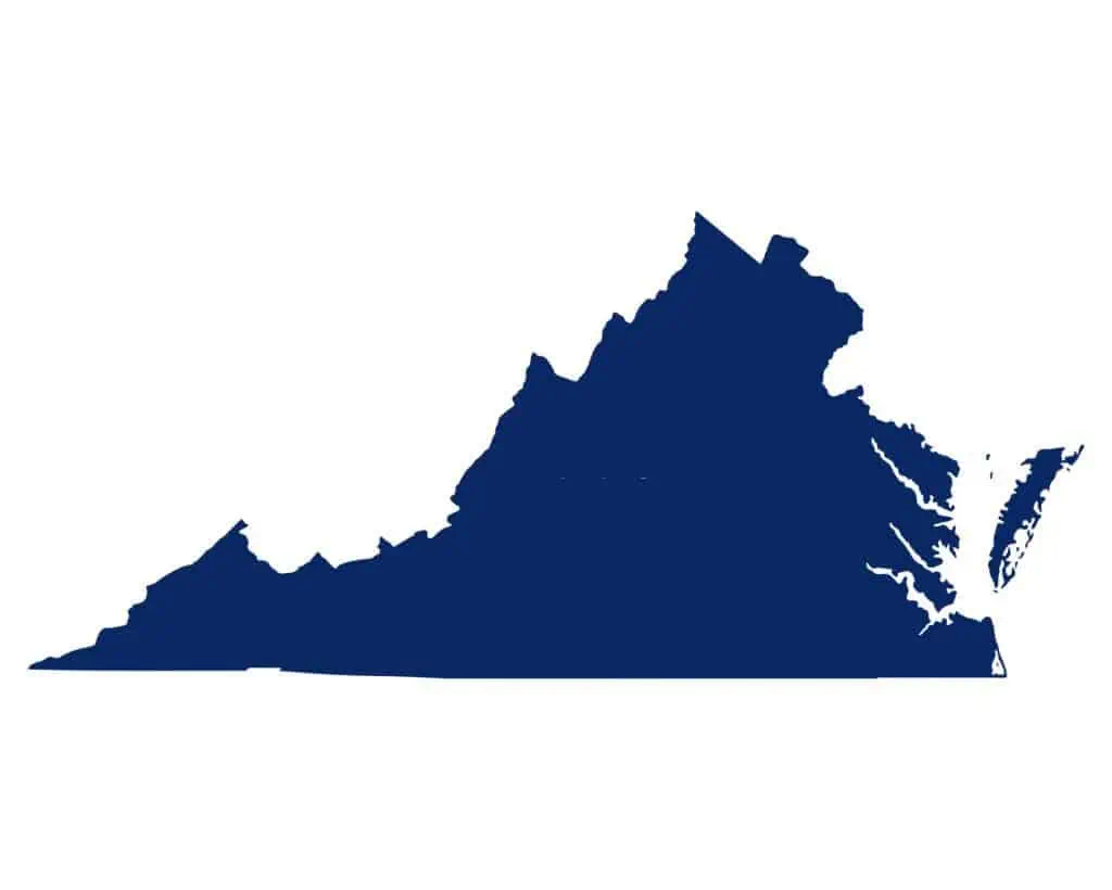 Map of Virginia in blue colour