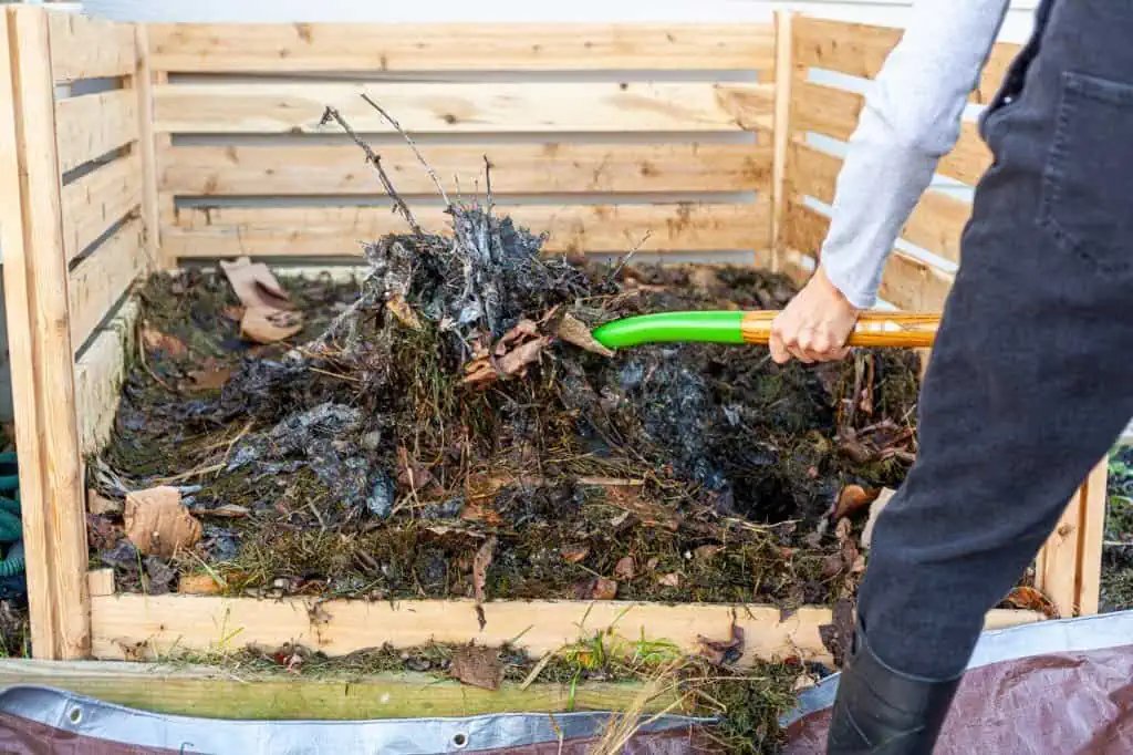 turning a compost pile