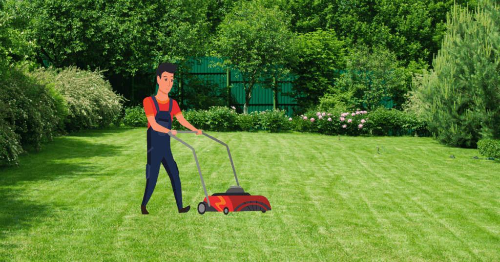 someone mowing the lawn